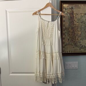 Cream Lace Fringe Dress
